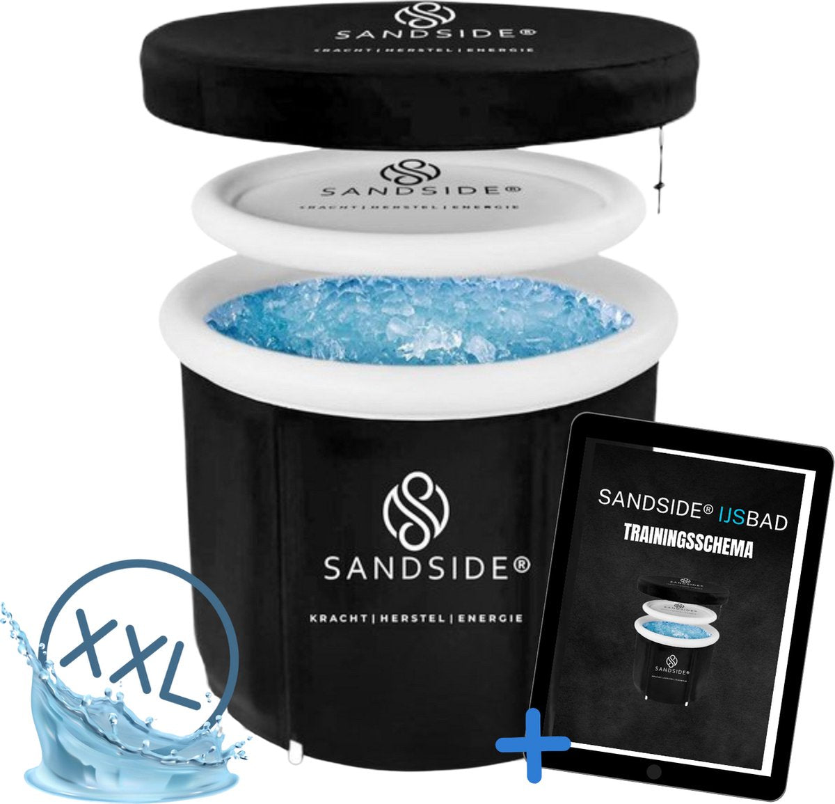 Sandside Ice Bath XL 2023 – faltbare Badewanne – Eisbad – Badewanne für Erwachsene – Badeeimer – faltbare Badewanne – Wim Hof